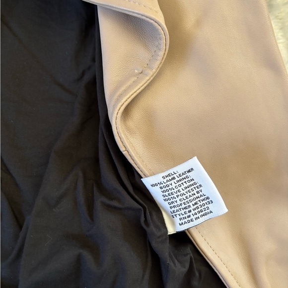 Walter Baker Pink Tan Genuine Lamb Leather Moto Jacket Asymmetrical Zipper - Picture 5 of 8